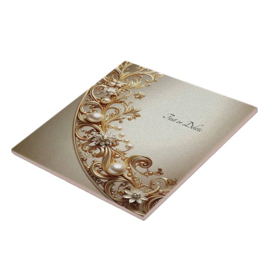 Ornate Gold Flourish Ceramic Tile Fliese (Seite)