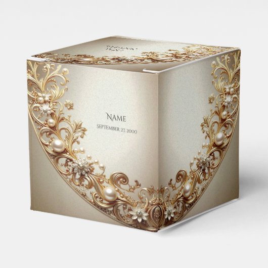 Ornate Gold Flourish Favor Box Geschenkschachtel (Vorderseite)