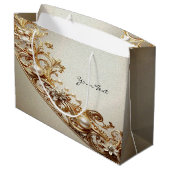 Ornate Gold Flourish Gift Bag Große Geschenktüte (Rückseite Schrägansicht)