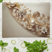 Ornate Gold Flourish Kitchen Towel Geschirrtuch (Gefaltet)
