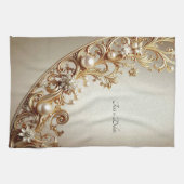 Ornate Gold Flourish Kitchen Towel Geschirrtuch (Horizontal)