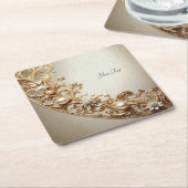 Ornate Gold Flourish Paper Coaster Rechteckiger Pappuntersetzer (angewinkelt)