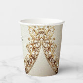 Ornate Gold Flourish Paper Cups Pappbecher (Rückseite)