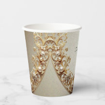 Ornate Gold Flourish Paper Cups
