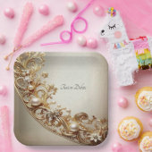Ornate Gold Flourish Paper Plate Pappteller (Party)