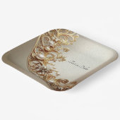 Ornate Gold Flourish Paper Plate Pappteller (Gewinkelt)