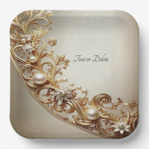 Ornate Gold Flourish Paper Plate