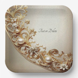 Ornate Gold Flourish Paper Plate Pappteller