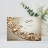 Ornate Gold Flourish RSVP Card Karte (Stehend Vorderseite)