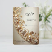 Ornate Gold Flourish RSVP Card Karte (Stehend Vorderseite)