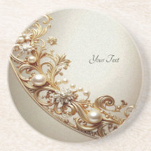 Ornate Gold Flourish Sandstone Coaster