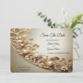 Ornate Gold Flourish Save The Date (Stehend Vorderseite)