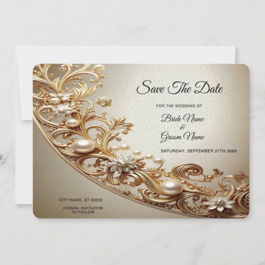 Ornate Gold Flourish Save The Date (Vorderseite)