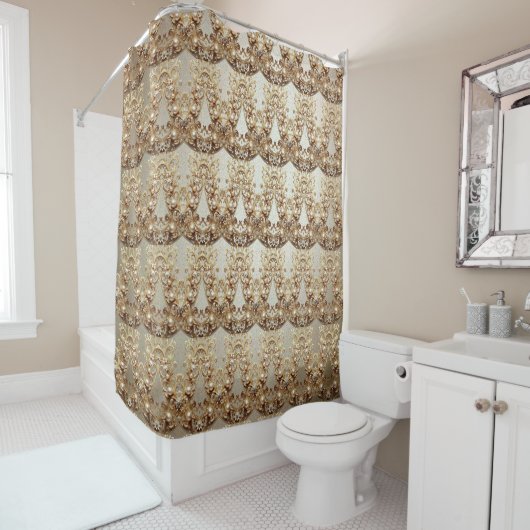 Ornate Gold Flourish Shower Curtain Duschvorhang (Beispiel)