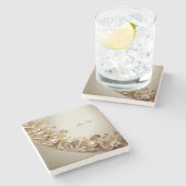 Ornate Gold Flourish Stone Coaster Steinuntersetzer (Seitenansicht)