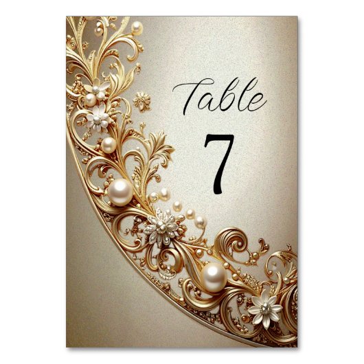 Ornate Gold Flourish Table Number Tischnummer (Vorderseite)