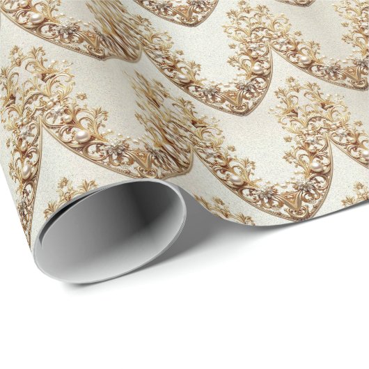 Ornate Gold Flourish Wrapping Paper Geschenkpapier (Rolleneckpunkt)