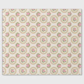 Ornate Gold Frame and Pink Roses Geschenkpapier (Flach)