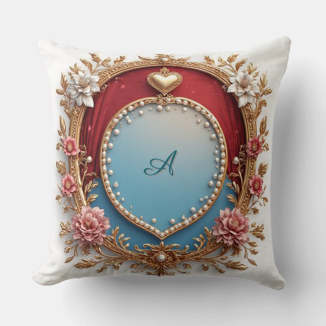 Ornate Gold Frame With Heart Gem Kissen (Vorderseite)