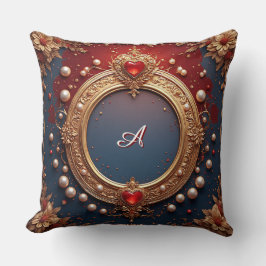 Ornate Gold Frame With Heart Gem Kissen