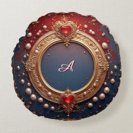 Ornate Gold Frame With Heart Gem Rundes Kissen
