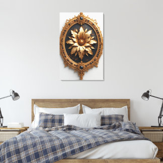Ornate Gold Frame With Large Metallic Flower Medal Leinwanddruck