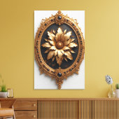 Ornate Gold Frame With Large Metallic Flower Medal Leinwanddruck (Insitu (Wohnzimmer))
