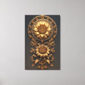 Ornate Gold Frame With Large Metallic Flower Medal Leinwanddruck (Vorderseite)