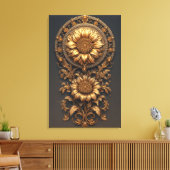 Ornate Gold Frame With Large Metallic Flower Medal Leinwanddruck (Insitu (Wohnzimmer))