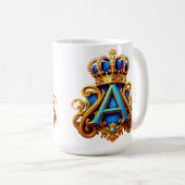 Ornate Gold Letter A With Crown Frame Design Kaffeetasse (VorderseiteRechts)