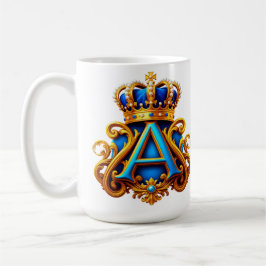 Ornate Gold Letter A With Crown Frame Design Kaffeetasse