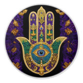  Ornate Gold Third Eye Hamsa Keramikknauf (Vorderseite)