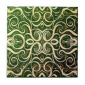 Ornate Green and Gold Tile Design Fliese (Vorderseite)