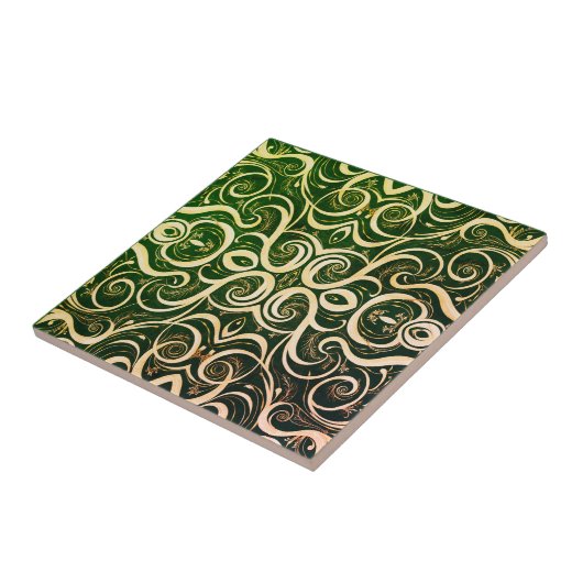 Ornate Green and Gold Tile Design Fliese (Seite)
