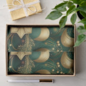 ORNATE GREEN & GOLD CHRISTMAS SWIRLS SEIDENPAPIER (Geschenk)