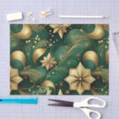 ORNATE GREEN & GOLD CHRISTMAS SWIRLS SEIDENPAPIER (Handwerk)