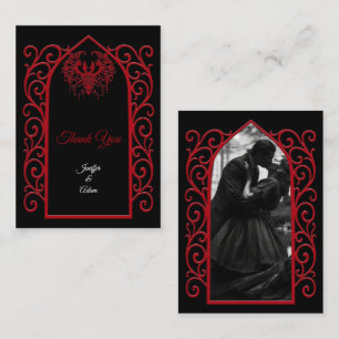 Ornate Grenze schwarze und rote gotische Hochzeit Mitteilungskarte