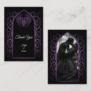 Ornate Grenze schwarze und violette gotische Hochz Mitteilungskarte