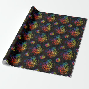 Ornate Hamsa: Handgezeichnetes Neonmuster. Geschenkpapier