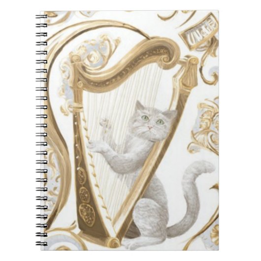 Ornate Harp Cat Notebook – Aesthetic Cover Notizblock (Vorderseite)
