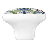 Ornate Iris Flower Blue Orange Green Floral Keramikknauf (Seitenansicht)