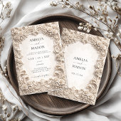 Ornate Ivory Baroque Floral Wedding Invitation Einladung