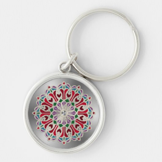 Ornate Jewel Flower Mandala Schlüsselanhänger (Vorne)