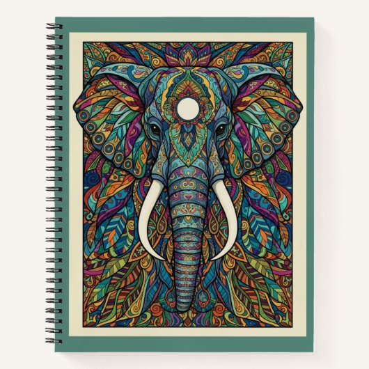 Ornate Jewel Tone Elephant Zentangle Nooracle Notizblock (Vorderseite)