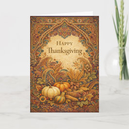 Ornate Jewel Tone Paisley Thanksgiving Harvest  Karte