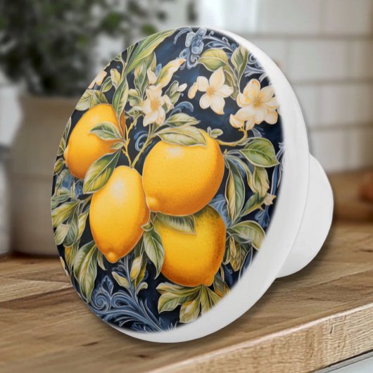 Ornate Lemons - Navy Ceramic Knob Keramikknauf