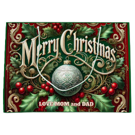 Ornate Merry Christmas Tree Große Geschenktüte