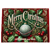 Ornate Merry Christmas Tree Große Geschenktüte (Vorderseite)