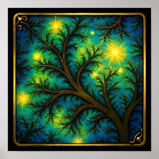 Ornate Metal Overlay Fractal Seamless Wallpaper Poster (Vorne)