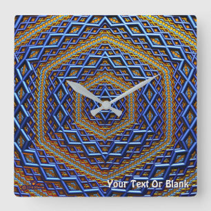 Ornate Metallic Magen David Quadratische Wanduhr